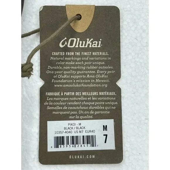 OluKai Pikoi sandal Men size 7 New Leather flip flops black - Picture 6 of 8